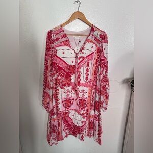 Chic Long Sleeve Pink Dress